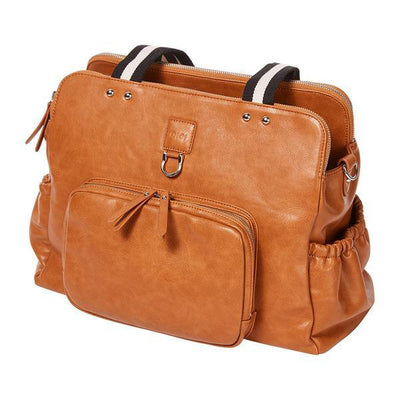 OiOi Faux Leather Tote Triple Compartment Nappy Bag - Tan