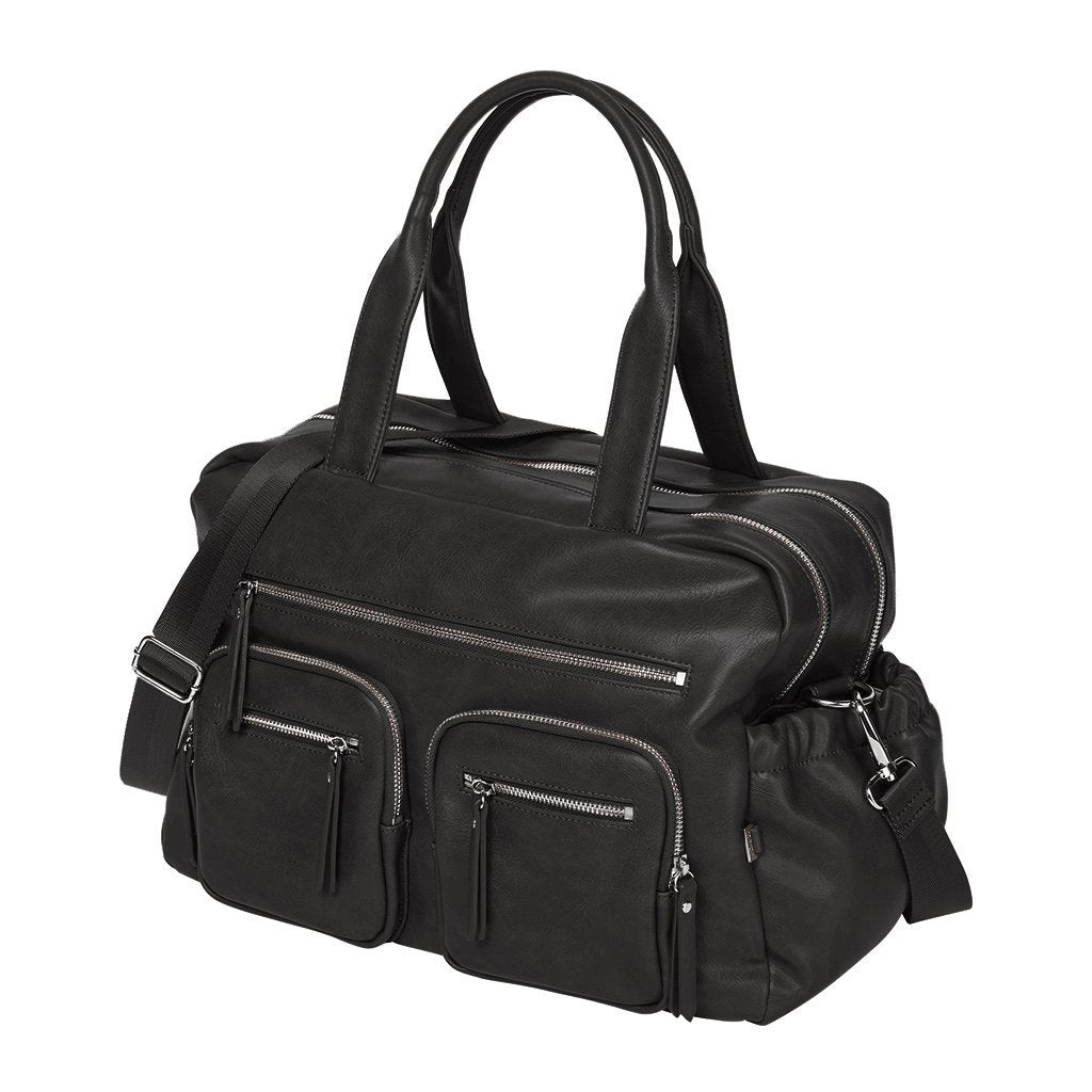 OiOi Faux Leather Carry All Nappy Bag - Black Side