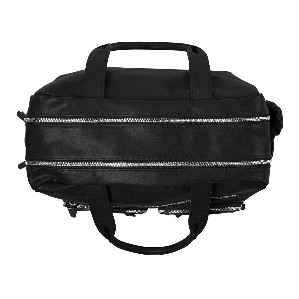 OiOi Faux Leather Carry All Nappy Bag - Black top view