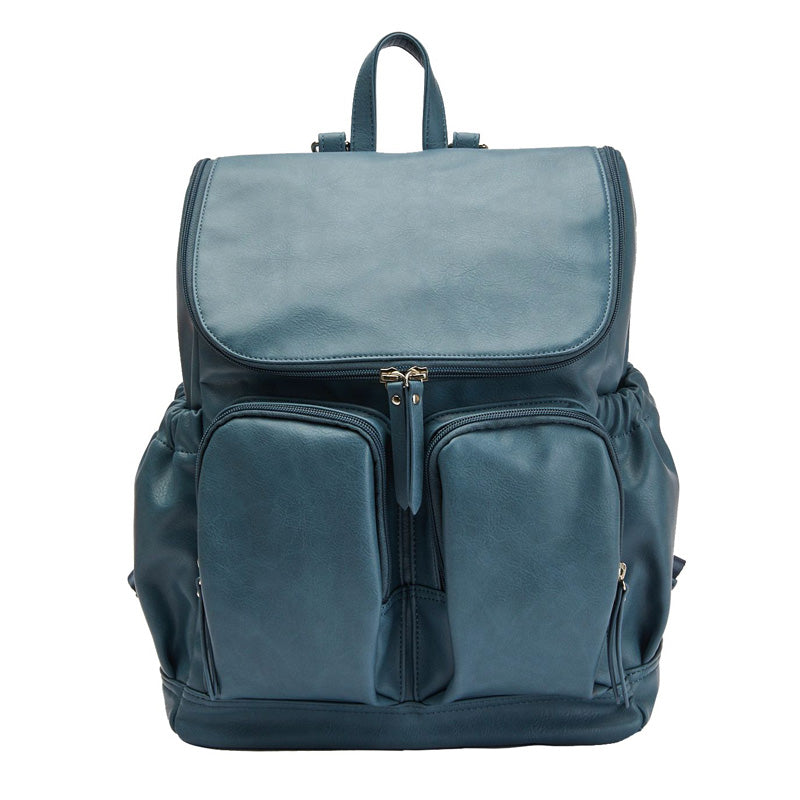 OiOi Faux Leather Nappy Backpack - Stone Blue - Front