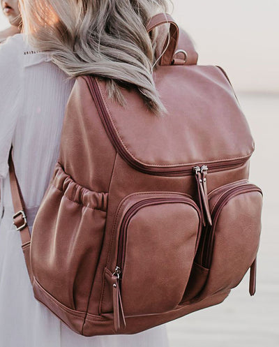 OiOi Faux Leather Nappy Bag Backpack Dusty Rose
