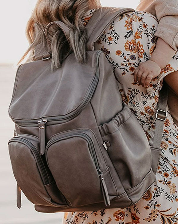 OiOi Faux Leather Nappy Bag Backpack