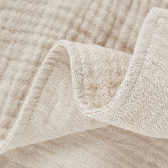 Panda Baby Comforter, Lovey, Sleep Aid & Security Blanket - Beige Organic Cotton Fabric closeup