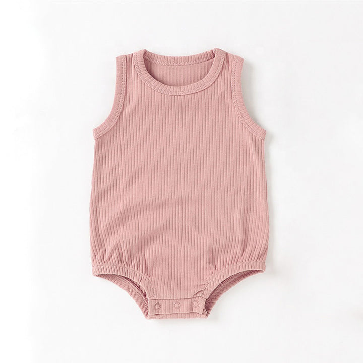 Paris Sleeveless Organic Cotton baby bodysuit Rib Knit - Baby Pink Color