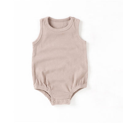 Paris Sleeveless Organic Cotton baby bodysuit Rib Knit - Oat Color