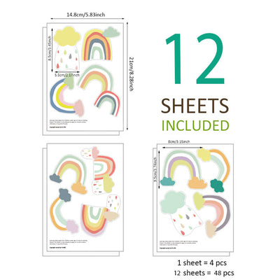 Pastel Rainbow Baby Nursery Sticker - 6 sheets & 24 pieces