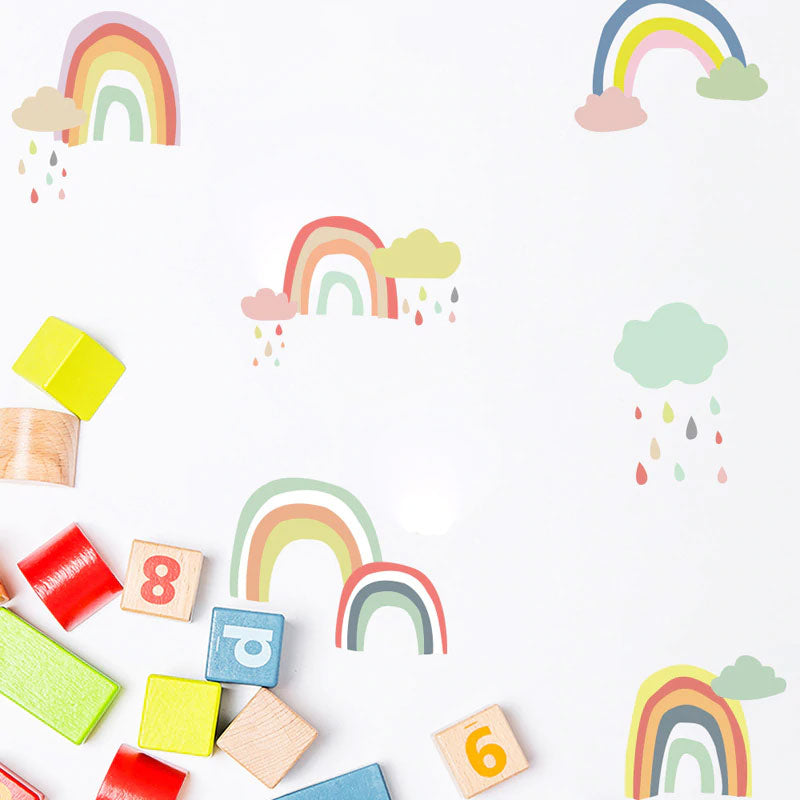 Pastel Rainbow Baby Nursery Sticker closeup
