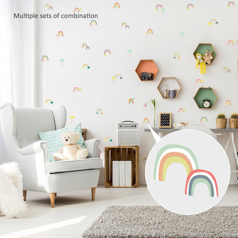 Pastel Rainbow Baby Nursery Sticker full wall image