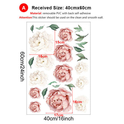 Peony Flowers Wall Stickers size