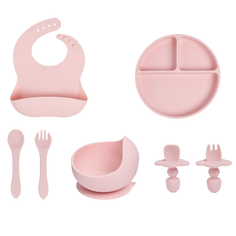 Pink Silicone Baby Feeding Set