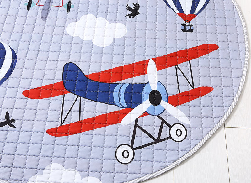 Planes & Hot Air Balloons Round Baby Playmat 150 cm diameter Closeup
