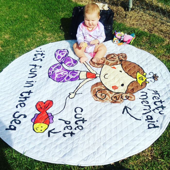 Pretty Mermaid Round Baby Play Mat Size 150 x 150 cm Customer Image