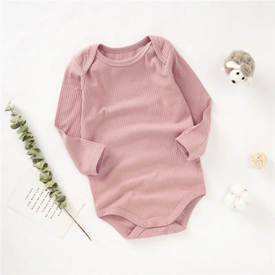 Quinn Long Sleeve Organic Cotton Baby Bodysuit - Baby Pink