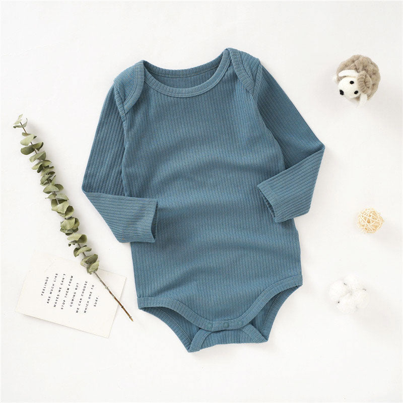 Quinn Long Sleeve Organic Cotton Baby Bodysuit - Blue