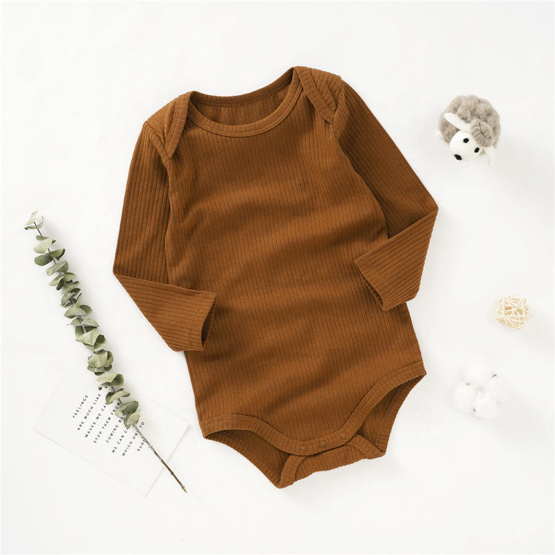 Quinn Long Sleeve Organic Cotton Baby Bodysuit - Brown