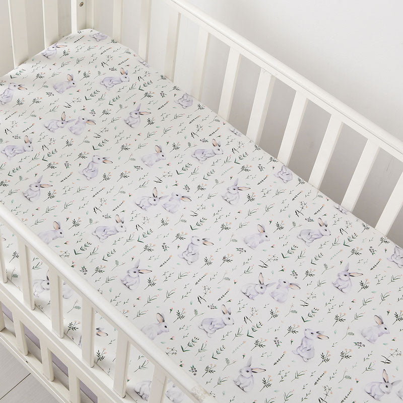 Napy Rabbit Rabbits Fitted Baby Nursery Cot Sheet Online Australia – Nappy Bag Store