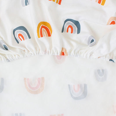 Rainbow Fitted Baby Cot Sheet fitted corners
