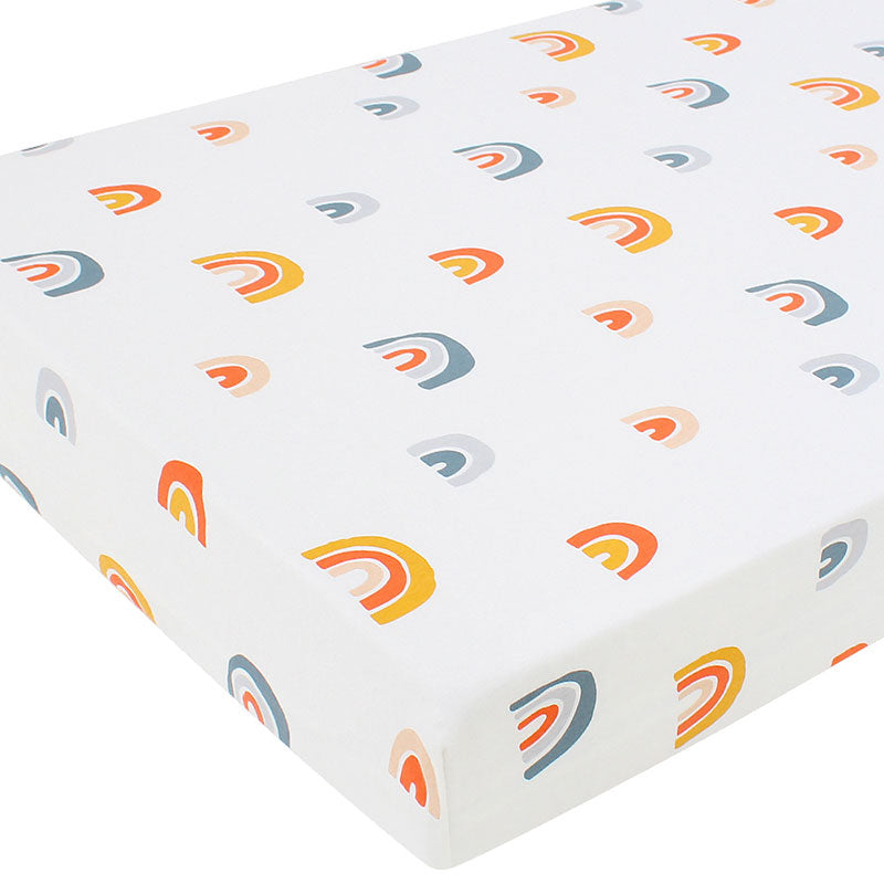 Rainbow Fitted Baby Cot Sheet side view
