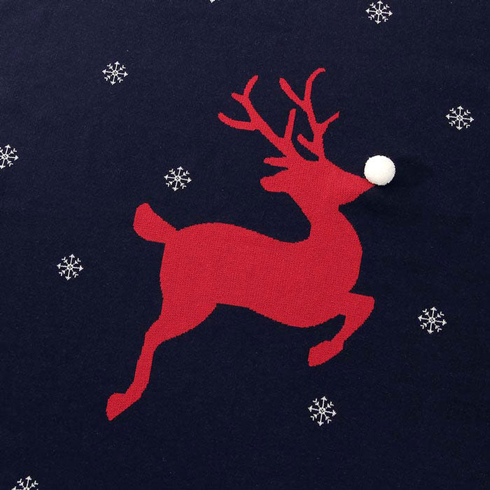 Red Reindeer Baby Blanket Closeup 3