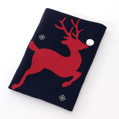Red Reindeer Baby Blanket fold