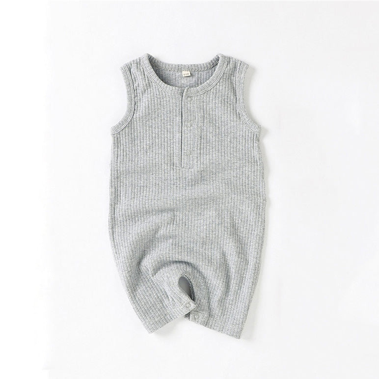Remi Sleeveless Baby Romper Organic Ribbed Cotton - Grey Color