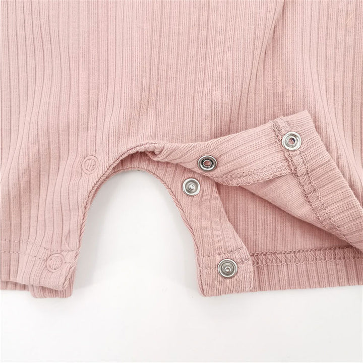 Remi Sleeveless Baby Romper Organic Ribbed Cotton Snap Buttons bottom