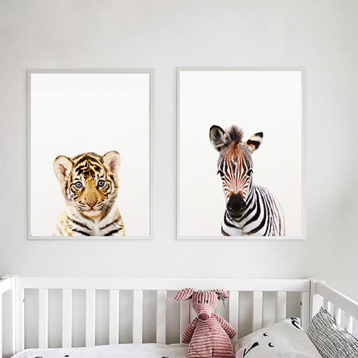 Safari Animals Nursery Canvas Wall Art - Tiger and Zebra