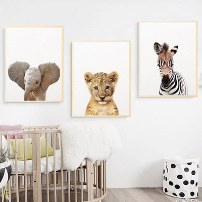 Safari Animals Nursery Canvas Wall Art - Tiger and Zebra