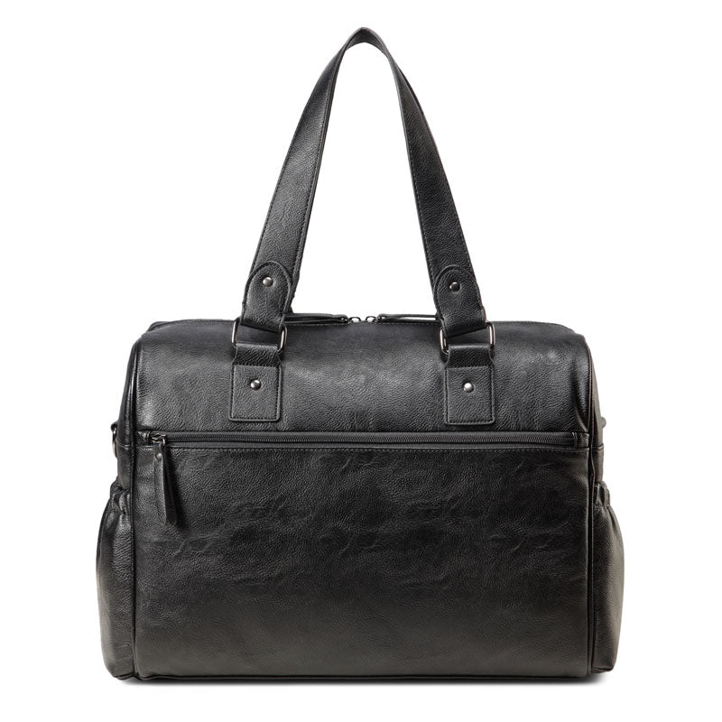Sarah Carry All Black Nappy Bag PU Leather Backside