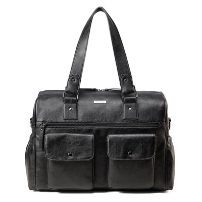 Sarah Carry All Black Nappy Bag PU Leather Front