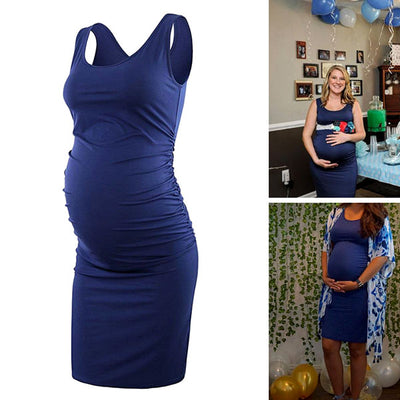 Serene - Navy Sleeveless Maternity Dress