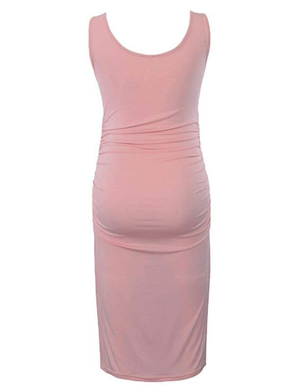 Serene - Pink Sleeveless Maternity Dress