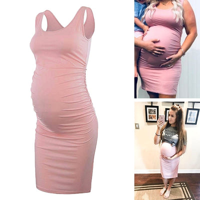Serene Pink Sleeveless Maternity Dress main
