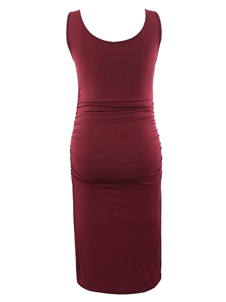 Serene – Wine Red Sleeveless Maternity Dress