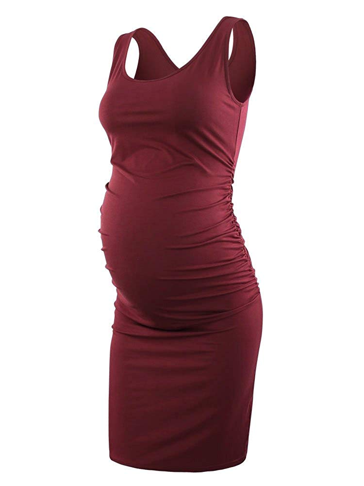 Serene – Wine Red Sleeveless Maternity Dress