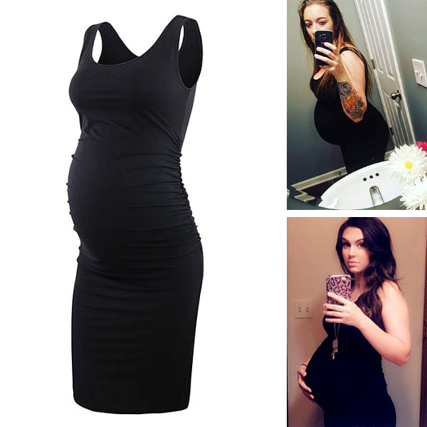 Serene – Black Sleeveless Maternity Dress