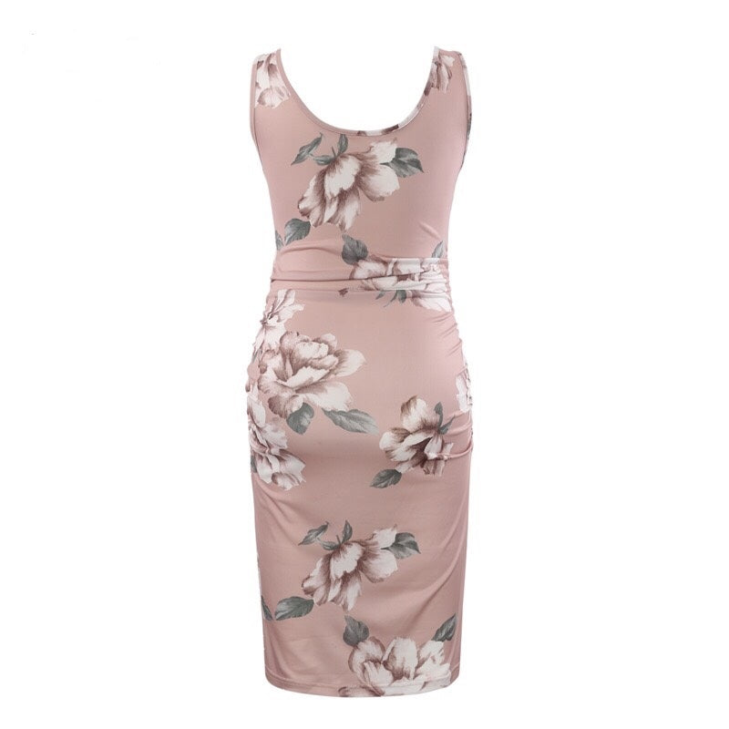 pastel maternity dress Serene – Pastel Pink Floral Sleeveless Maternity Dress – Nappy Bag Store