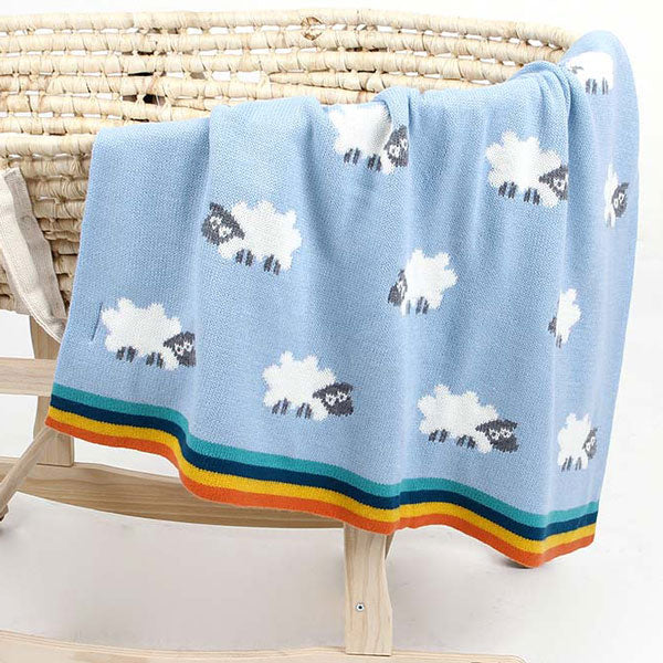 Sheep Blue Baby Blanket Cot 2