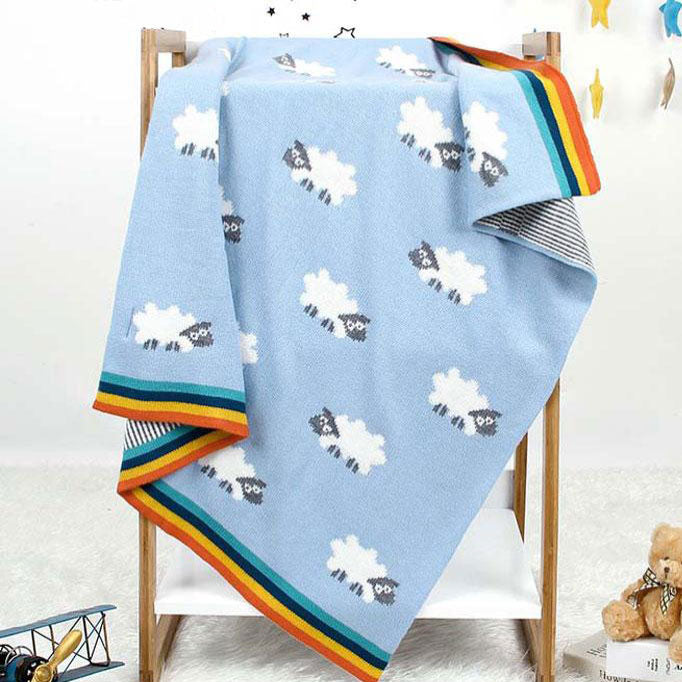 Sheep Blue Baby Blanket