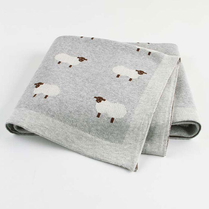 Sheep Grey Baby Blanket Fold