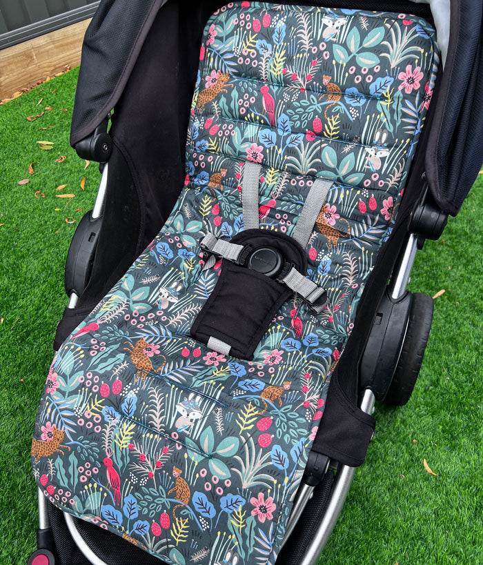 Shrubs & Animals Reversible Pram Liner Side View