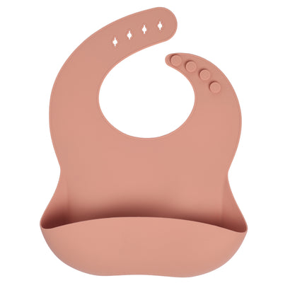 Silicone Adjustable Waterproof Baby Bib - Dusty Peach Color