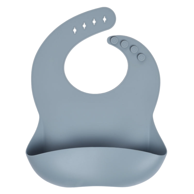 Silicone Adjustable Waterproof Baby Bib - Stone Blue Color