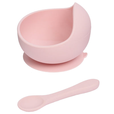 Silicone Suction Baby Bowl & Spoon Set in Pink
