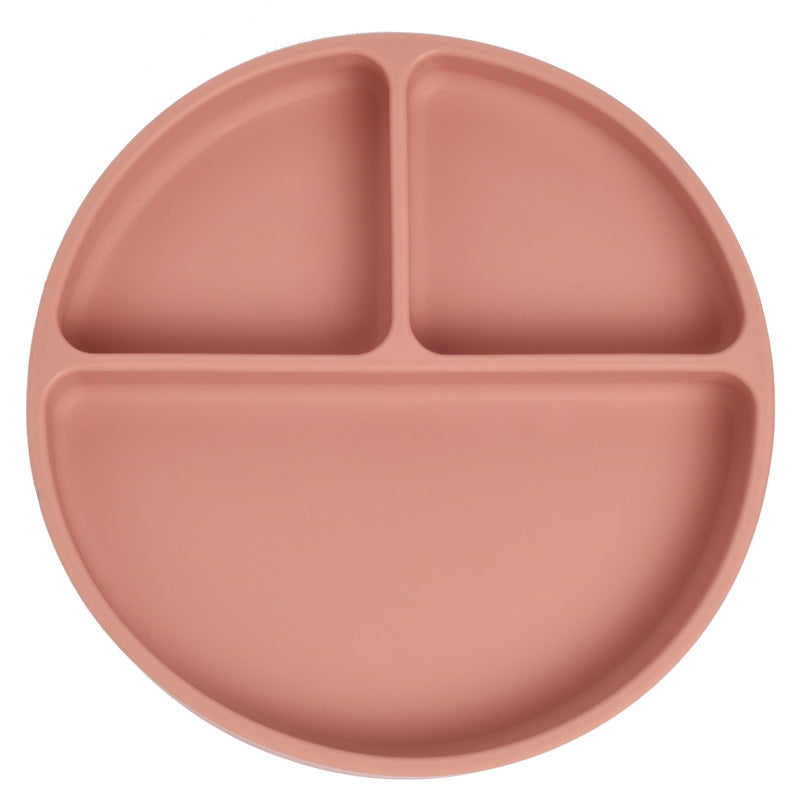 Silicone Suction Divided Feeding Plate Dusty Peach Color