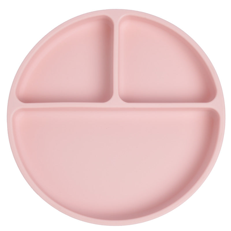 Silicone Suction Divided Feeding Plate Pink Color