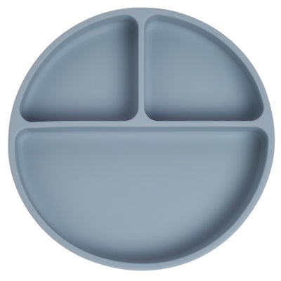 Silicone Suction Divided Feeding Plate Stone Blue Color
