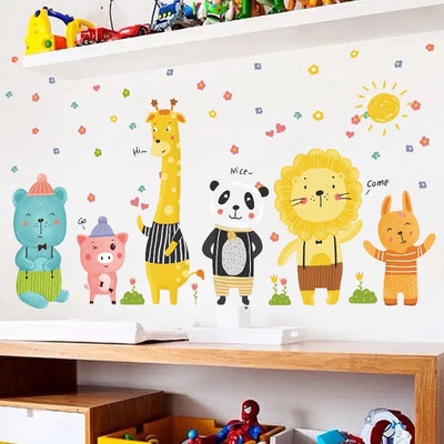 Six Animal Friends Baby Nursery Wall Sticker