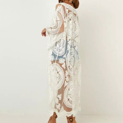 Sky White Lace Maternity Kimono