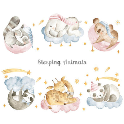 Sleeping Animals Baby Nursery Wall Sticker Print